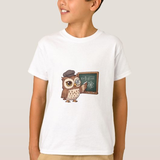 フクロウ教授の黒板と子供たち Tシャツ (正面)