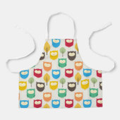 フクロウ数々のル模様 エプロン (正面)