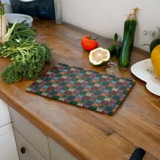 フクロウ数々のル模様 カッティングボード