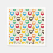 フクロウ数々のル模様 スタンダードカクテルナプキン (正面)