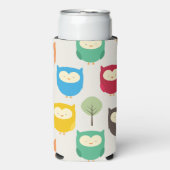 フクロウ数々のル模様 スリム缶クーラー (Seltzer正面)