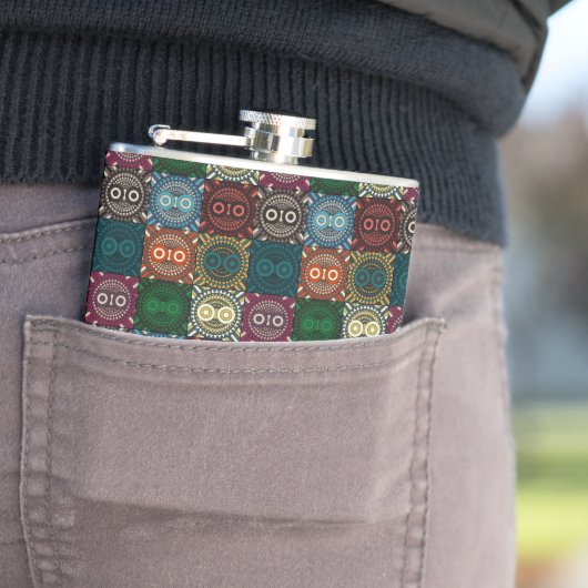 フクロウ数々のル模様 フラスク (インサイチュ)