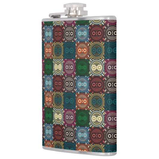 フクロウ数々のル模様 フラスク (左)