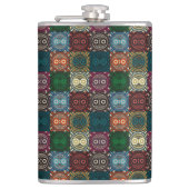 フクロウ数々のル模様 フラスク (正面)