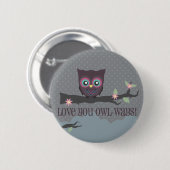 フクロウ方法愛して下さい! 缶バッジ (正面&裏面)