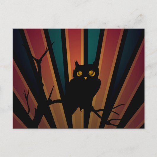 フクロウ日没はがき ポストカード (正面)