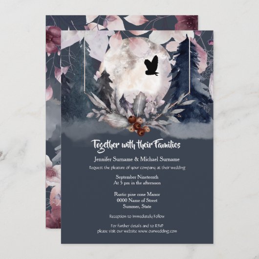 フクロウ暗月 招待状 (正面/裏面)