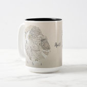 フクロウ書道マグカップ ツートーンマグカップ (正面左)