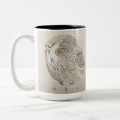 フクロウ書道マグカップ ツートーンマグカップ (左)