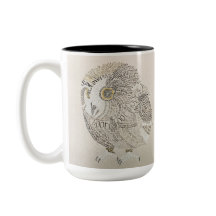 フクロウ書道マグカップ