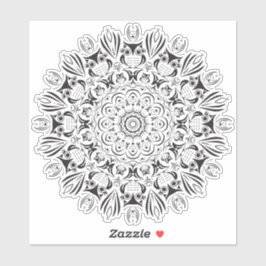 フクロウ曼荼羅の大きな丸いステッカー シール