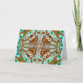 フクロウ曼荼羅の手書きアートワーク カード (正面)