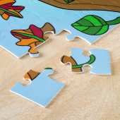 フクロウ曼荼羅の手書きアートワーク ジグソーパズル (側面)