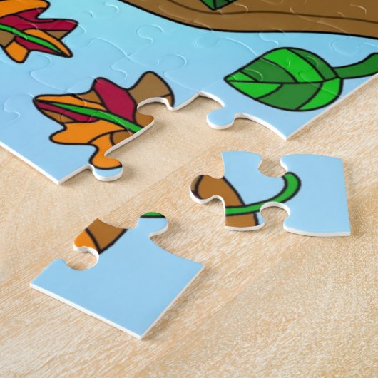 フクロウ曼荼羅の手書きアートワーク ジグソーパズル (側面)