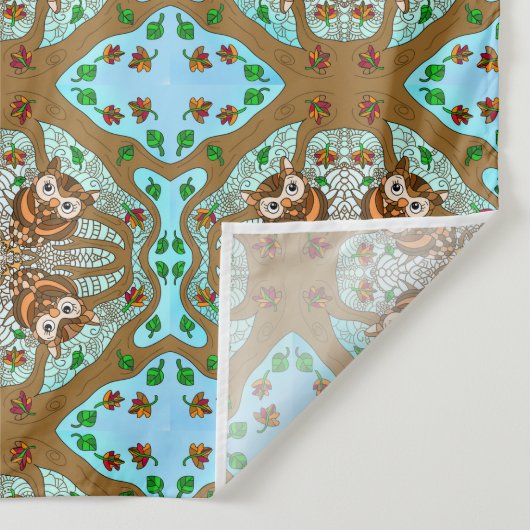 フクロウ曼荼羅の手書きアートワーク タペストリー (詳細)