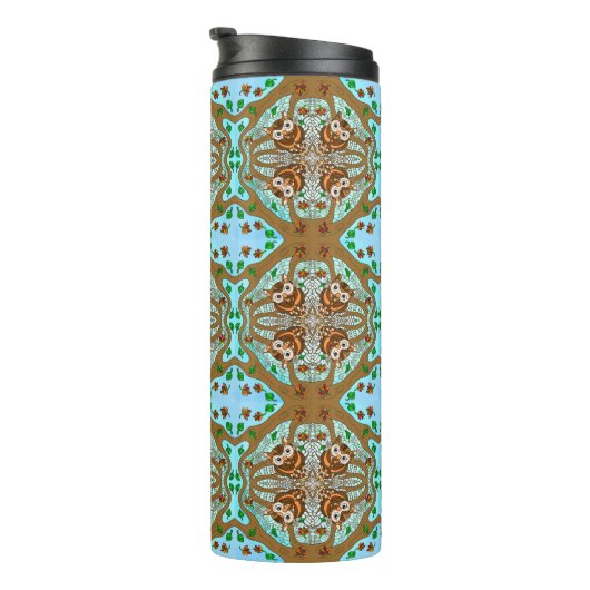 フクロウ曼荼羅の手書きアートワーク タンブラー (回転右)