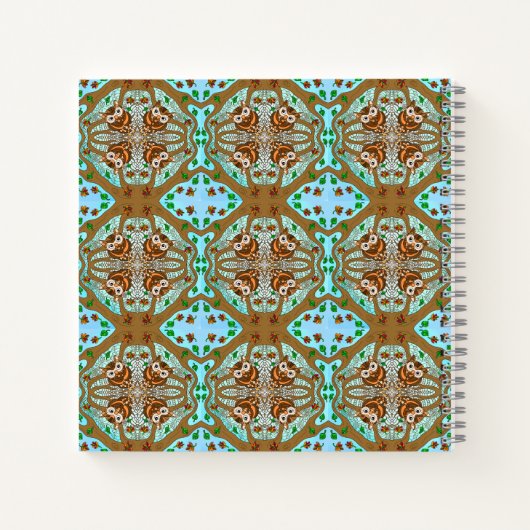 フクロウ曼荼羅の手書きアートワーク ノートブック (裏面)