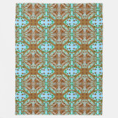 フクロウ曼荼羅の手書きアートワーク フリースブランケット (正面)