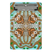 フクロウ曼荼羅の手書きアートワーク ミニクリップボード (正面)