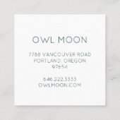 フクロウ月の神秘的な魔法のボホかわいい スクエア名刺 (裏面)