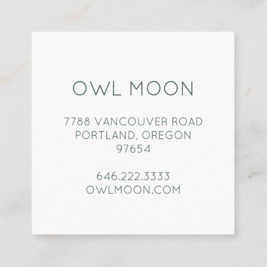 フクロウ月の神秘的な魔法のボホかわいい スクエア名刺 (裏面)