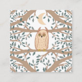 フクロウ月の神秘的な魔法のボホかわいい スクエア名刺 (正面)