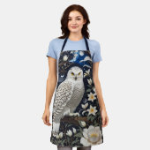 フクロウ月明かりの花 エプロン (着用した状態)