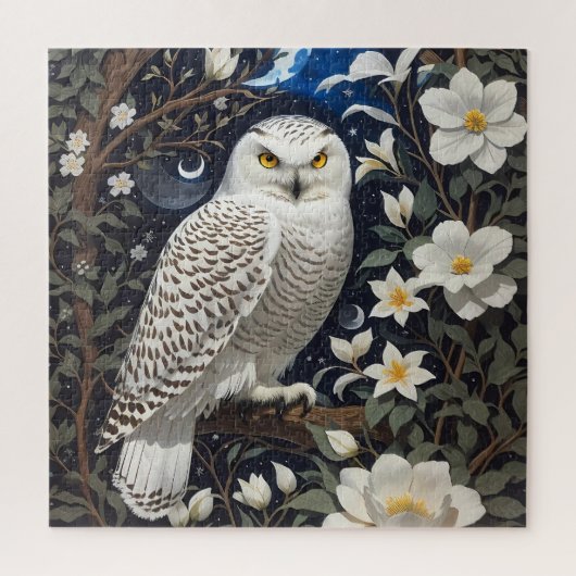 フクロウ月明かりの花 ジグソーパズル (縦)