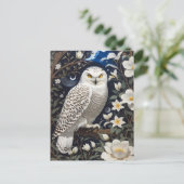 フクロウ月明かりの花 ポストカード (スタンド正面)
