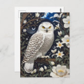 フクロウ月明かりの花 ポストカード (正面/裏面)