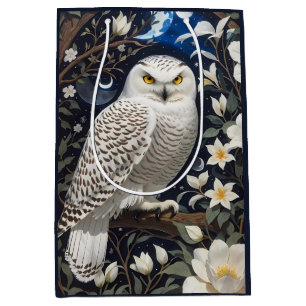フクロウ月明かりの花 ミディアムペーパーバッグ