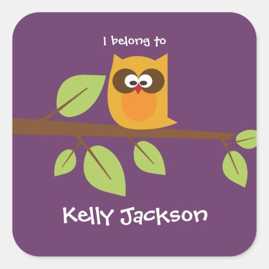 フクロウ本ラベル/ギフトラベルシール スクエアシール (正面)