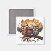 フクロウ枝磁石 マグネット (正面/裏面)