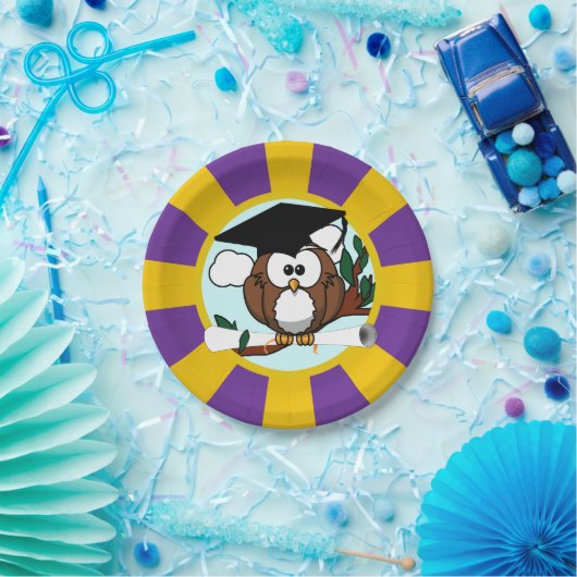 フクロウ校が赤と金ゴールド卒業 ペーパープレート (パーティー)