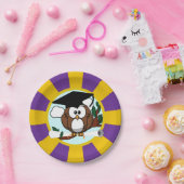 フクロウ校が赤と金ゴールド卒業 ペーパープレート (パーティー)