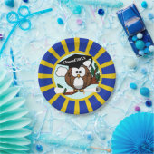 フクロウ校が青と金ゴールド卒業 ペーパープレート (パーティー)