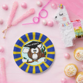 フクロウ校が青と金ゴールド卒業 ペーパープレート (パーティー)