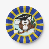 フクロウ校が青と金ゴールド卒業 ペーパープレート (正面)