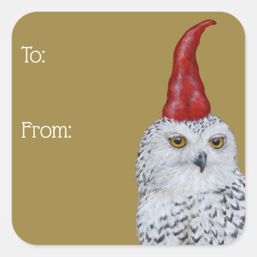 フクロウ格言ギフトラッピングシール スクエアシール (正面)