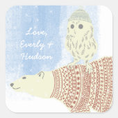 フクロウ極熊ニット帽とセーターもスター スクエアシール (正面)