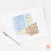 フクロウ極熊ニット帽とセーターもスター スクエアシール (封筒)