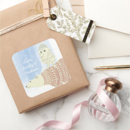 フクロウ極熊ニット帽とセーターもスター スクエアシール