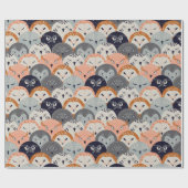フクロウ模様包み紙 ラッピングペーパー (フラット)