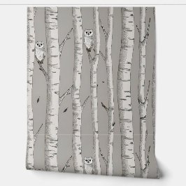 フクロウ樺の木木 壁紙