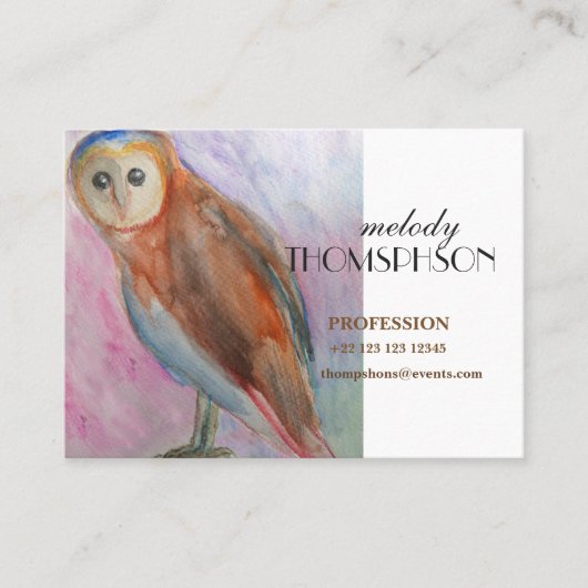 フクロウ水彩カスタムクリエイティブ 名刺 (正面)