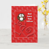 フクロウ永遠にアニバーサリーカード カード (黄色い花)