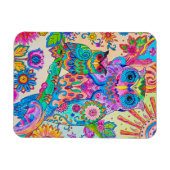 フクロウ漫画の鳥かわいい動物のドードルスケッチ芸術 マグネット (横)