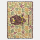 フクロウ漫画ブランケット スローブランケット (正面縦)