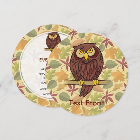 フクロウ漫画 招待状 (正面/裏面)