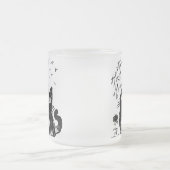 フクロウ猫(黒) フロストグラスマグカップ (中央)